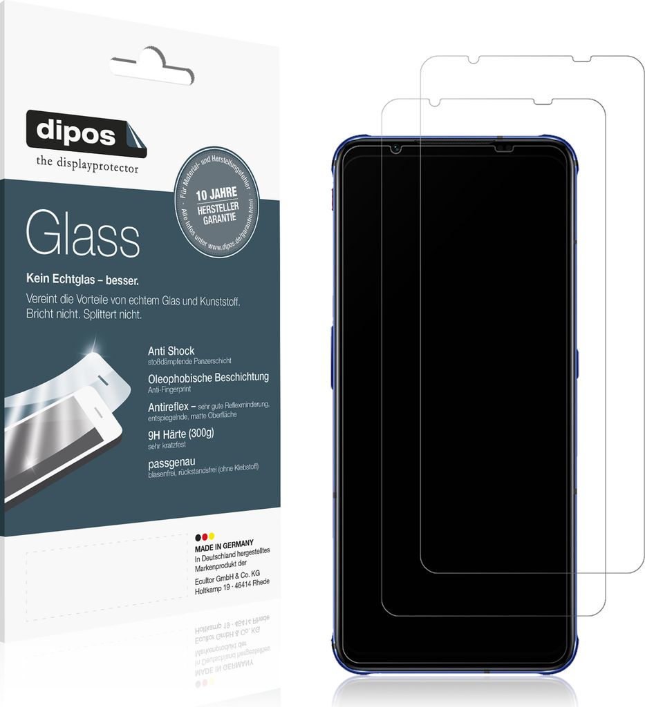 2x Schutzfolie für NUBIA Red Magic7S matt - Anti-Shock 9H Folie dipos Glass
