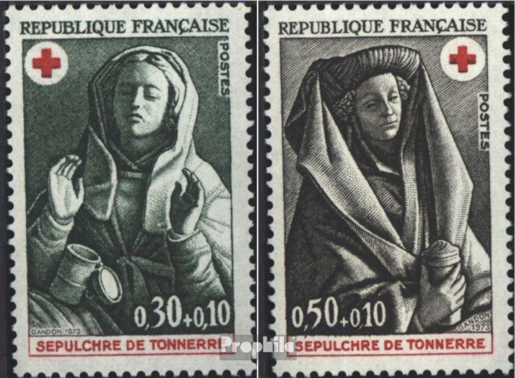 Briefmarken Frankreich 1973 Mi 1859-1860 (kompl.Ausg.) postfrisch Rotes Kreuz