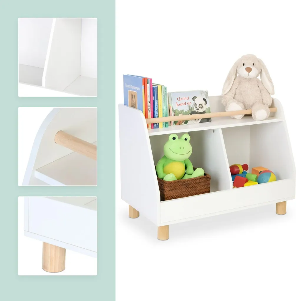 Meuble de rangement pour jouets : bibliothèque basse à 3 sections