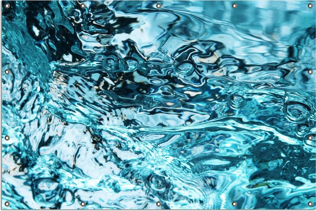 Wallario Outdoor-Poster für Garten oder Balkon, Motiv Frisches blaues Wasser in Aufruhr, in ca. 120 x 180 cm