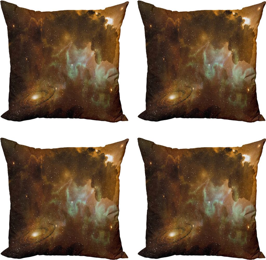 ABAKUHAUS Konstellation Kissenbezug Set (4 Stück), Nebula Unendlichkeit, Moderner Doppelseitiger Digitaldruck, 60 cm x 60 cm, Pale Coffee Mint Green