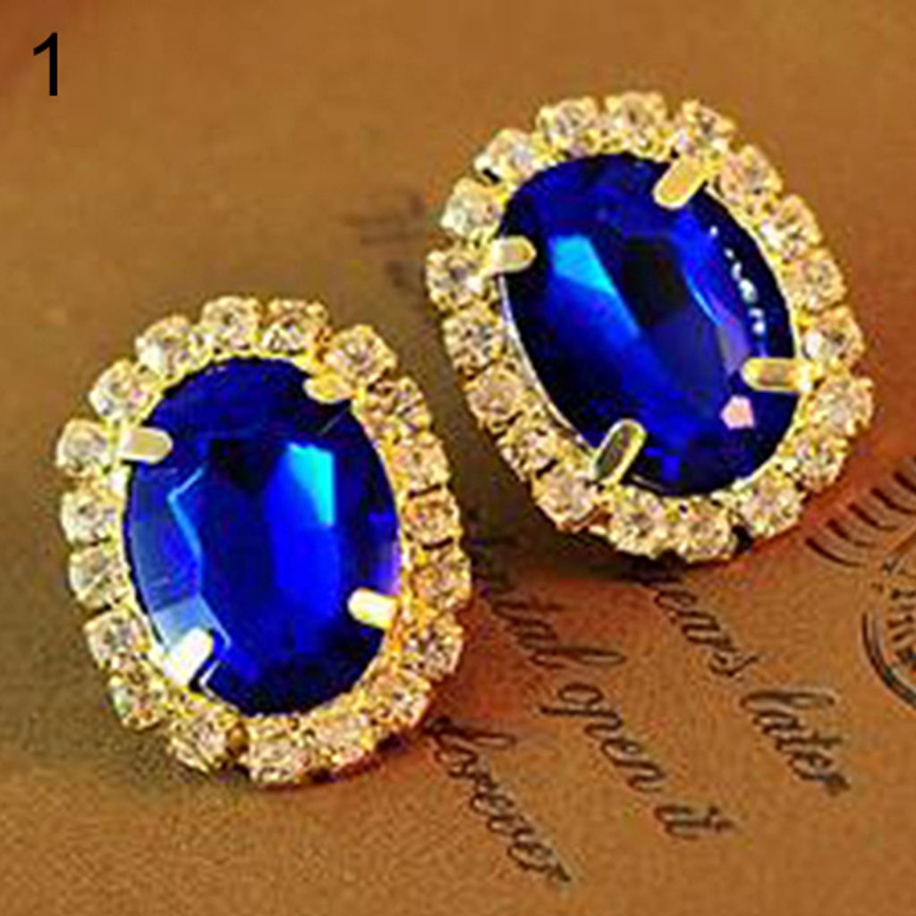 Mode Frauen Strass Ohrstecker Ohrringe Eardrop Palace Stil Schmuck Geschenk-Blau
