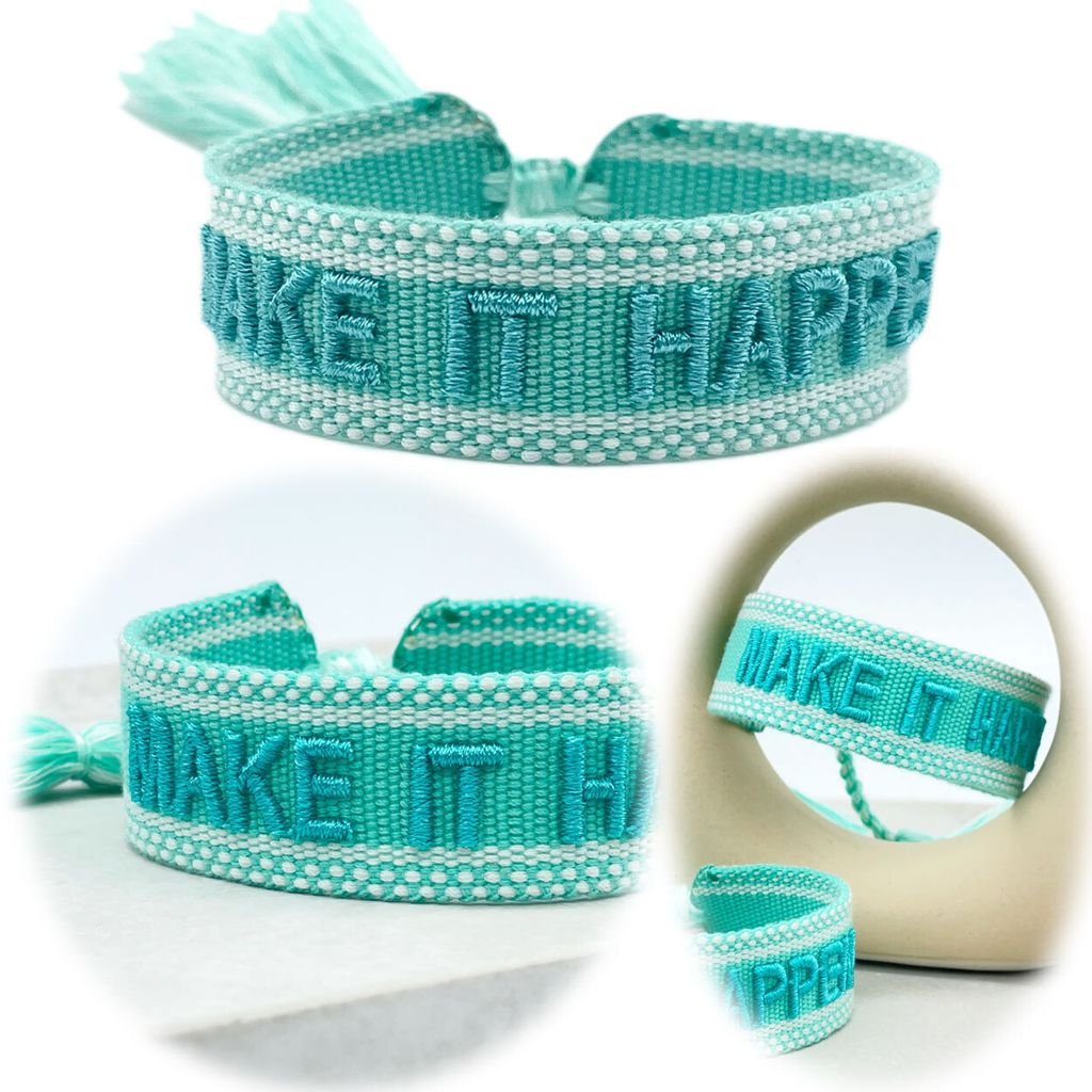 LS-LebenStil Canvas Statement Armband Make it Happen Türkis Produktbild 