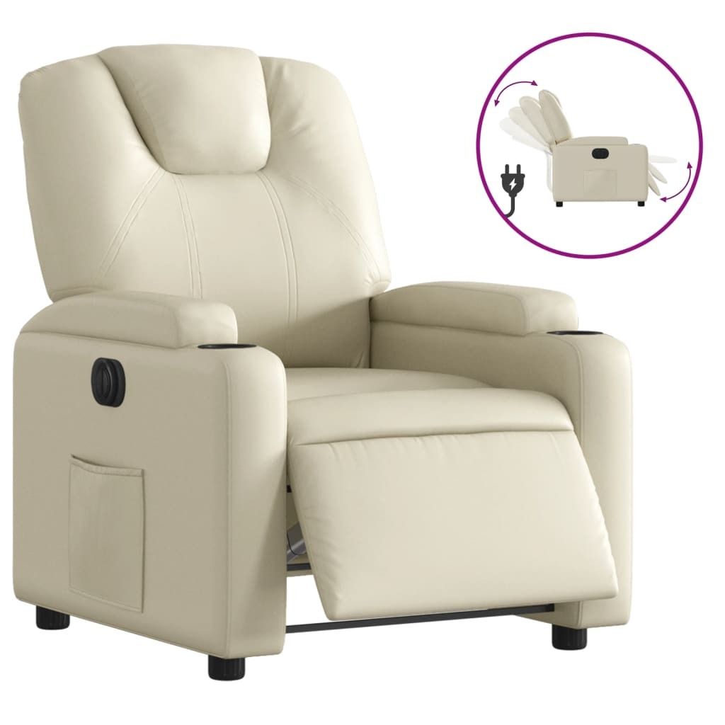"2026 Aktion"Relaxsessel- TV-Sessel - Einzelsofa elegantes Design - Elektrisch Creme Kunstleder - 74x88x97cm - Couchsessel NeuMöbel880879