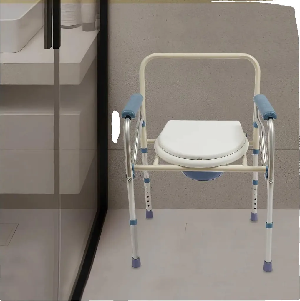 Chaise de toilette portable pour senior - Hauteur réglable et pliable