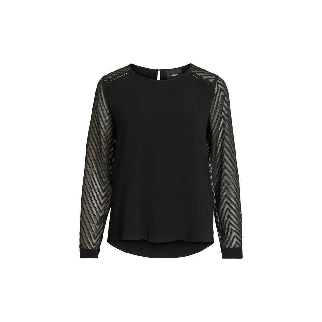 Object Zoe Langarm-t-shirt Schwarz 34 Frau Schwarz 34