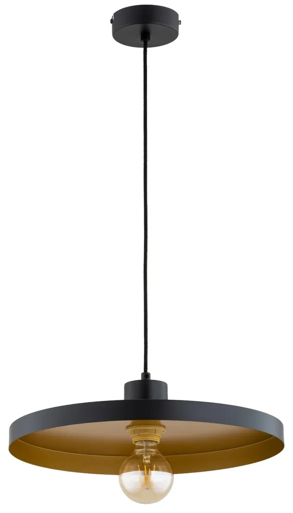 Suspension design ETERI disque plat métal noir grand format 80 cm E27