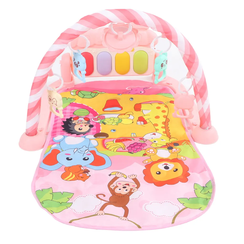 Tapis de Jeu Bébé avec Piano Lumineux et Jouets Sensoriels Suspendus