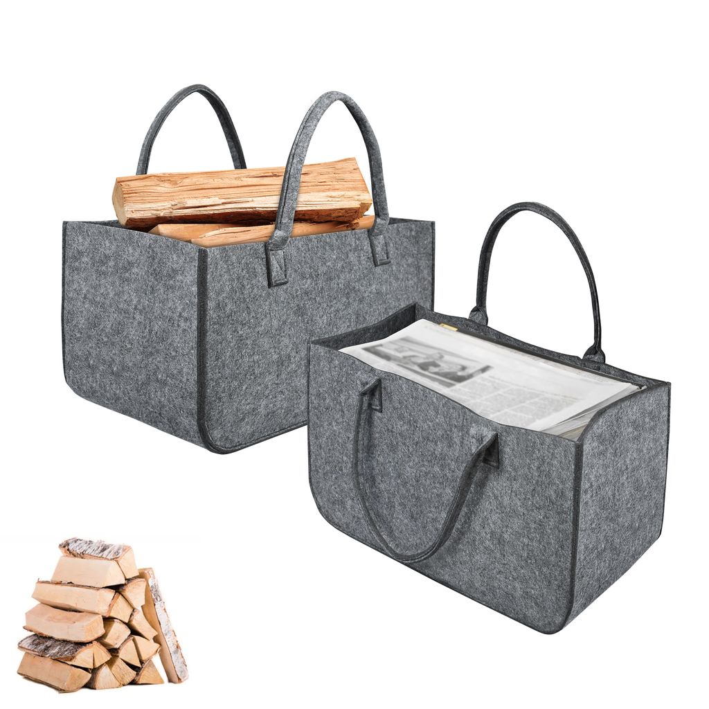 LARS360 2 pièces sac à provisions en feutre Sac à bois de Image du produit 