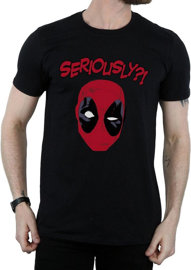 Deadpool - "Seriously" T-Shirt für Herren BI394 (S) (Schwarz)