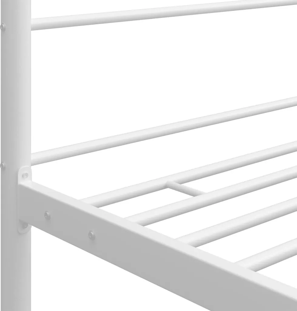 Lit à baldaquin design métal blanc 140x200 avec structure fixe
