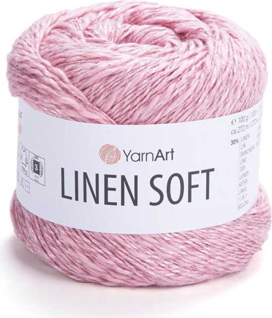 Yarnart Linen Soft Garn: Leinen, Viskose, Baumwolle, 100g/272m, Luftig & Weich - Malinrosa