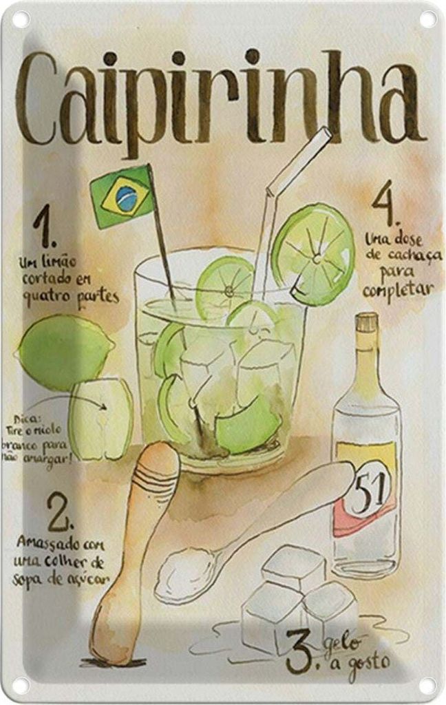 vianmo Blechschild 18x12 cm Caipirinha limao dose de cachaca