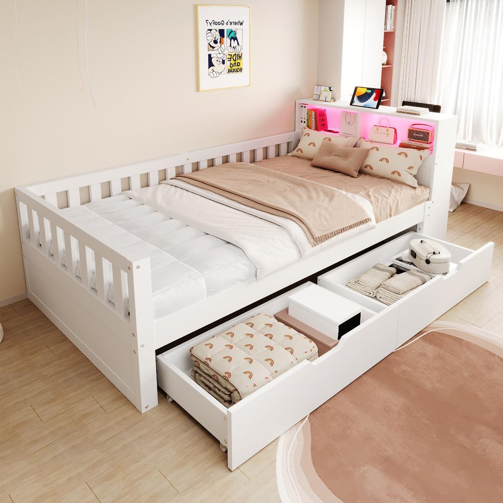 Flieks Jugendbett 90x200cm mit Schubladen, Schlafsofa Produktbild 