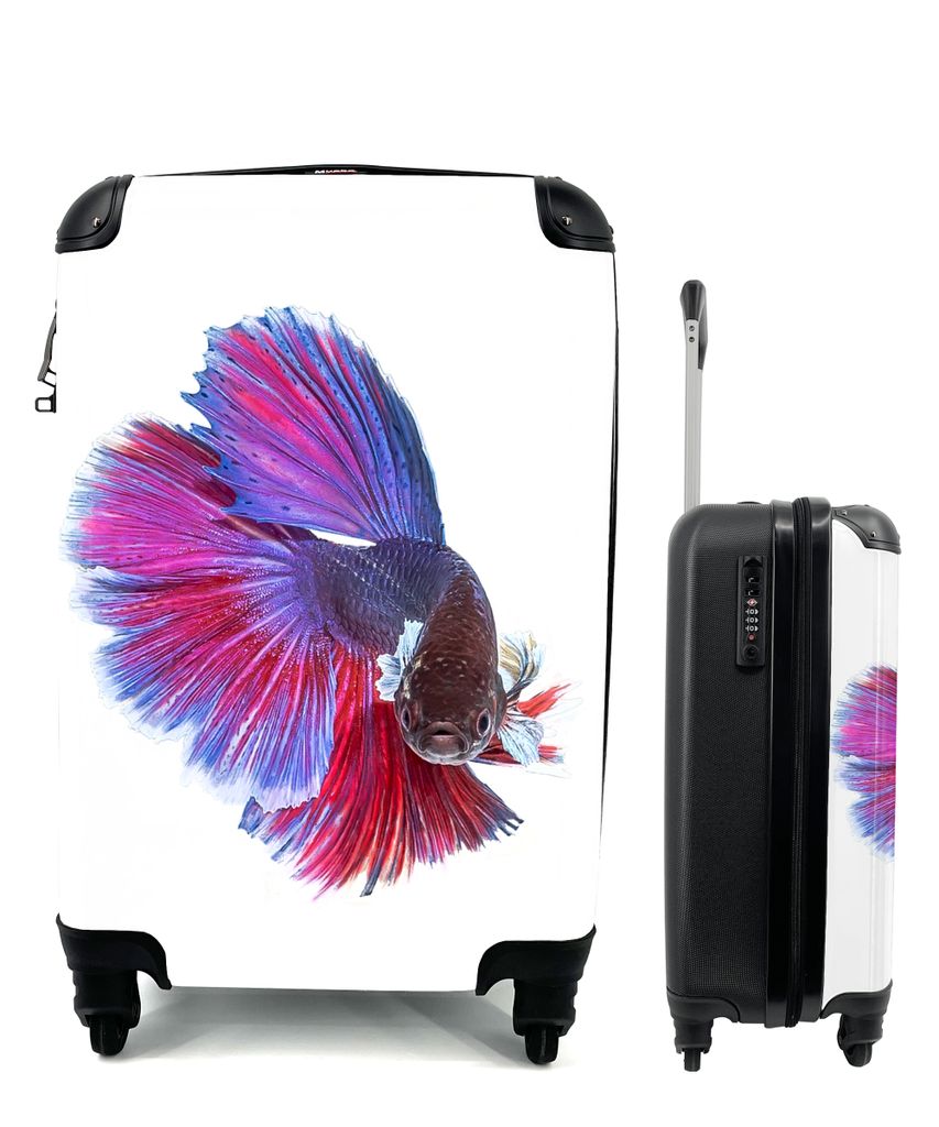 MuchoWow Koffer Handgepäck Trolley Rollkoffer Kleine Reisekoffer mit 4 Rollen - Fische - Meerestiere - Schwanz - Cabin Size < 55x40x23 cm & 55x4...