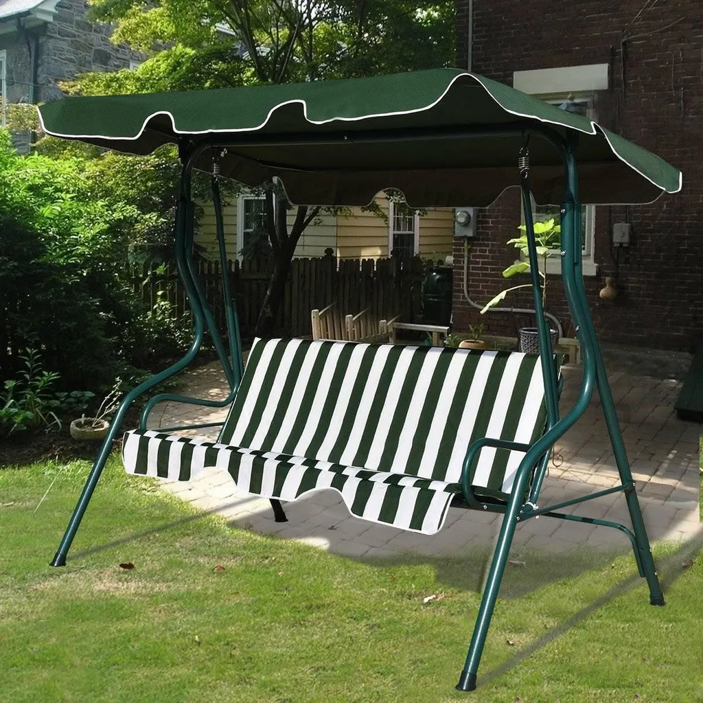 Balancelle de jardin noire 3 places et son auvent de protection UV