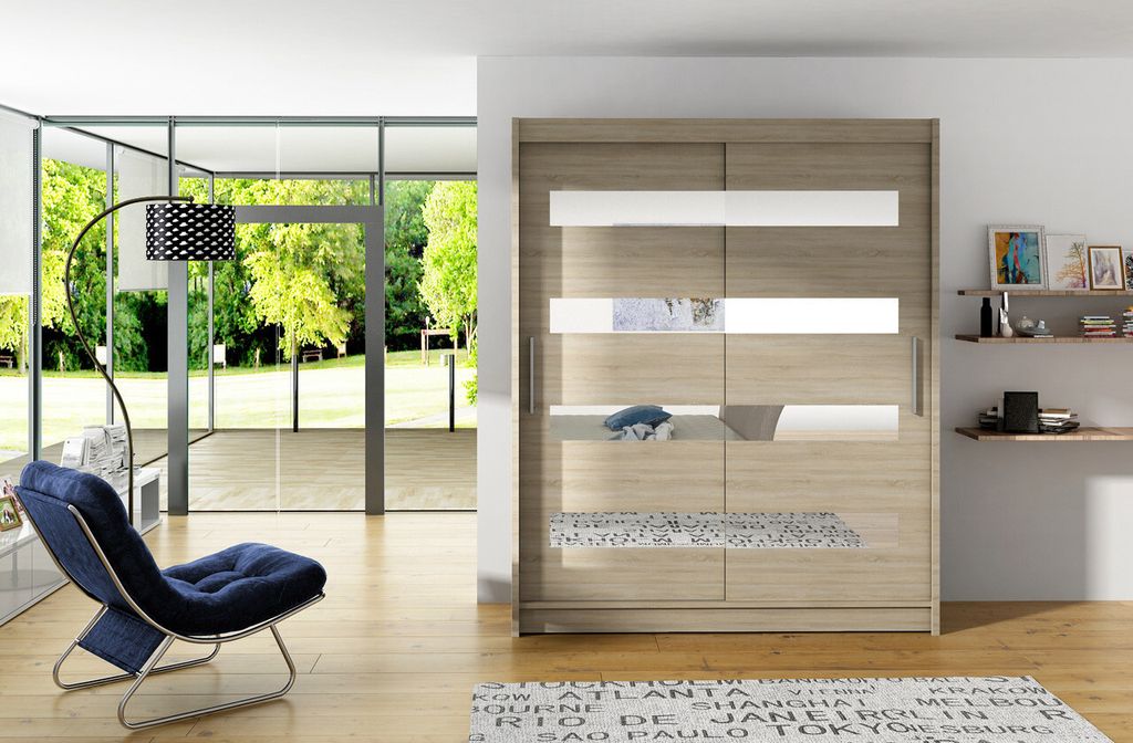 Prostorná šatní skříň se zrcadlem Doris - šířka 150 cm, Obrázek produktu 