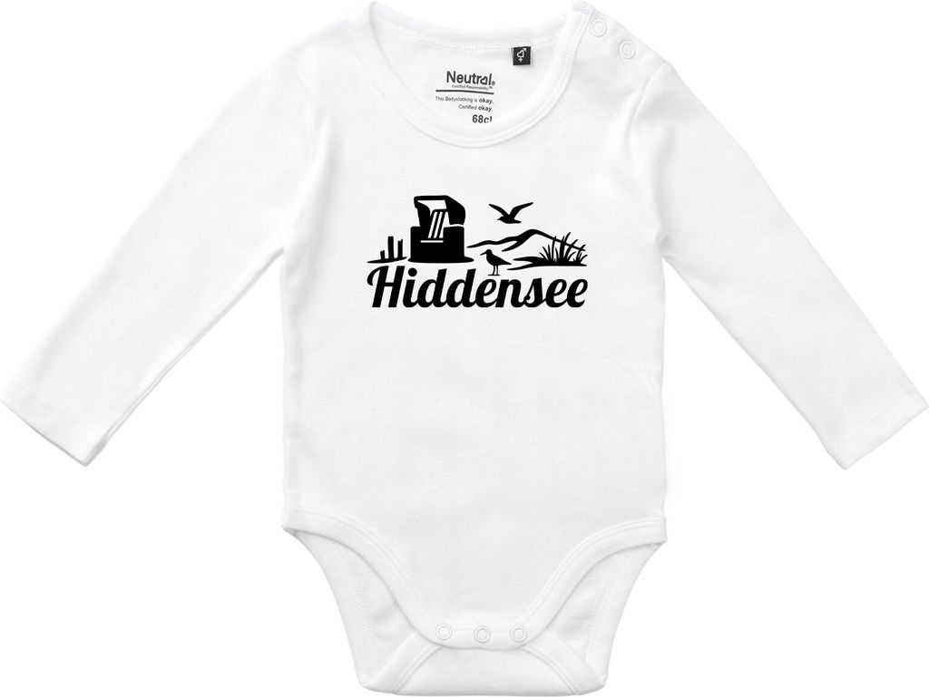 Huuraa Baby Body Hiddensee Strandmotiv 74 White Baumwolle Fairtrade Langarmbody Geschenkidee
