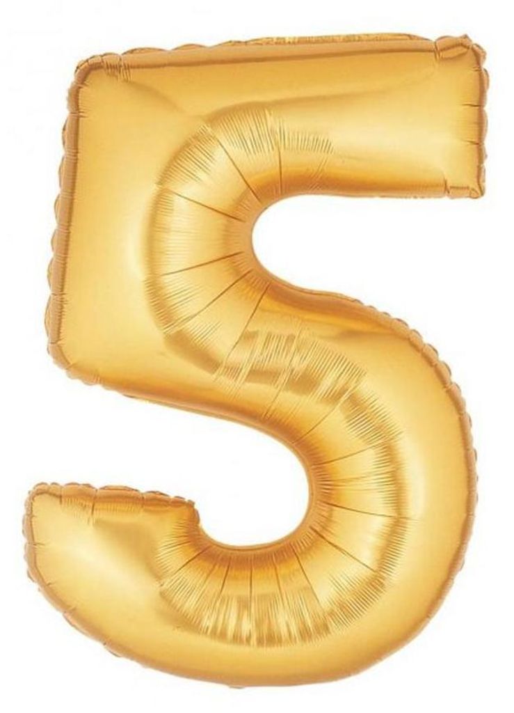 Złoty balon Karaloon numer 5 wykonany z folii powlekanej Zdjęcie produktu 