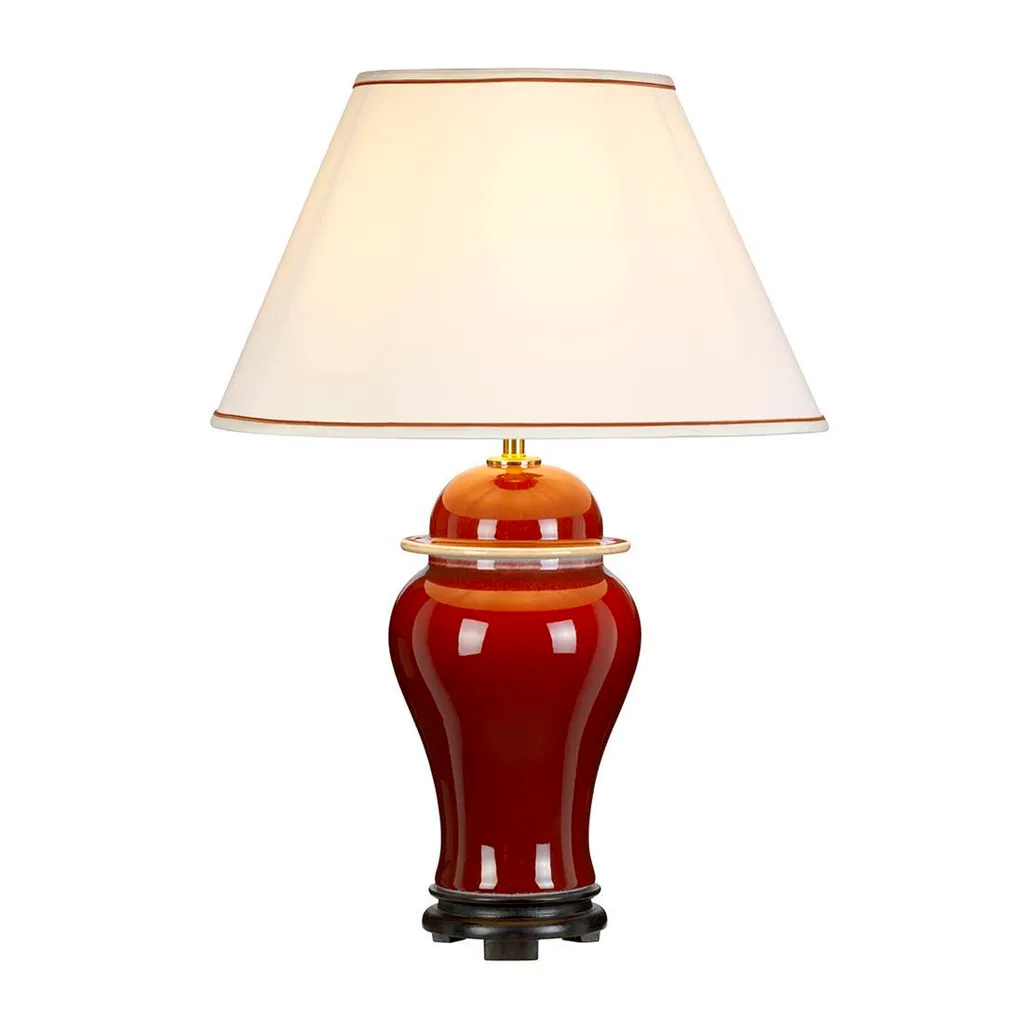 Lampe de table en céramique rouge Oxblood Designer's Lightbox E27 60W