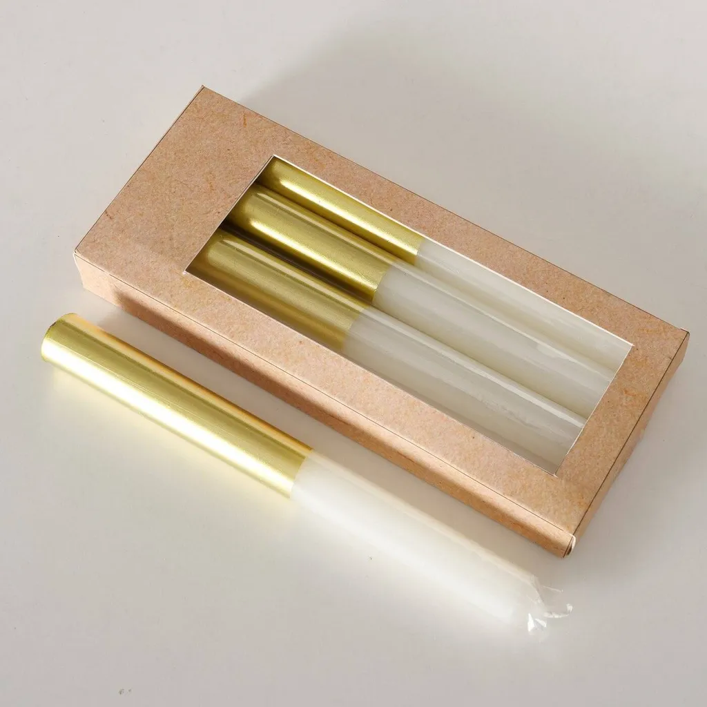 Set 4 Candele Colorate con Vassoio Oro - Arredo Casa Elegante Online - 3