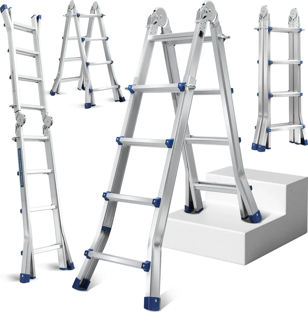 Échelle de Sécurité 4x4 Alu 402cm Stable pour Sols Irréguliers 150kg