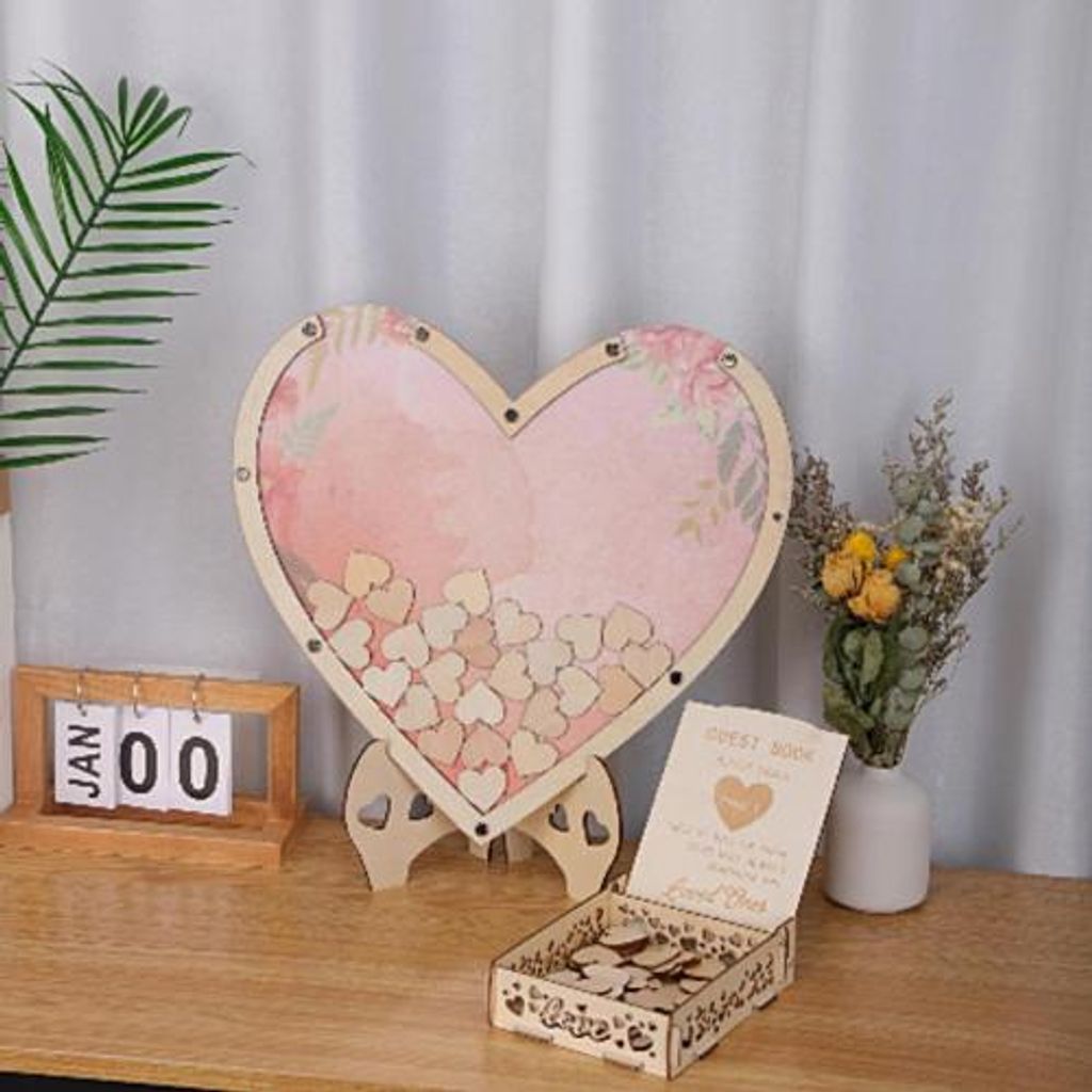 Geschenkbox Gästebuch Hochzeit 'Herzen' rosa 20 x 20 x 20 cm Briefbox 