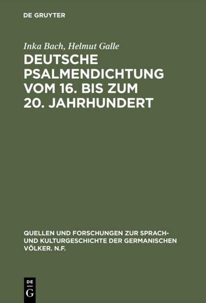 Deutsche Psalmendichtung vom 16. bis zum 20. Jahrhundert