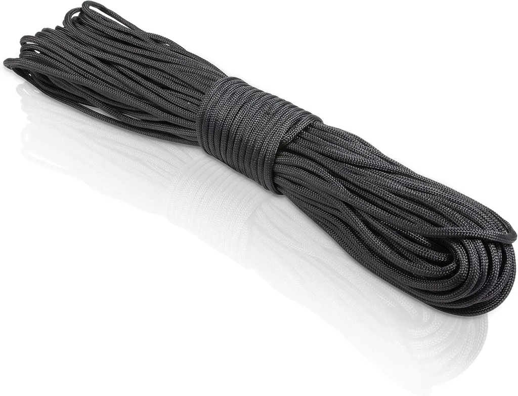 Corde de Parachute Noire 31m - Cordelette Bushcraft 7 Brins Haute Résistance