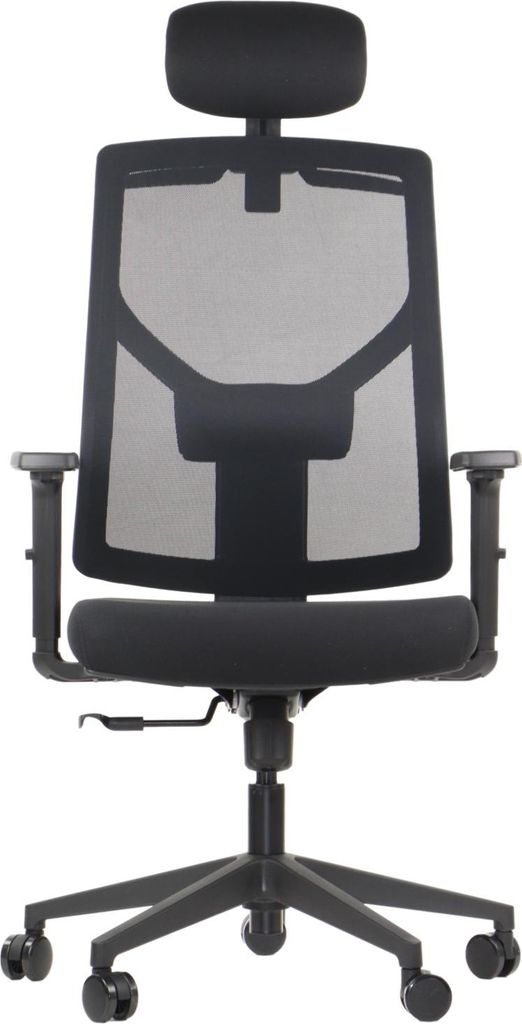 Ergonomischer Bürodrehstuhl CURTIZ, Nylon Basis, verstellbare Armlehnen, Kopfstütze und Rückenlehne mit Aufhänger, Schwarz