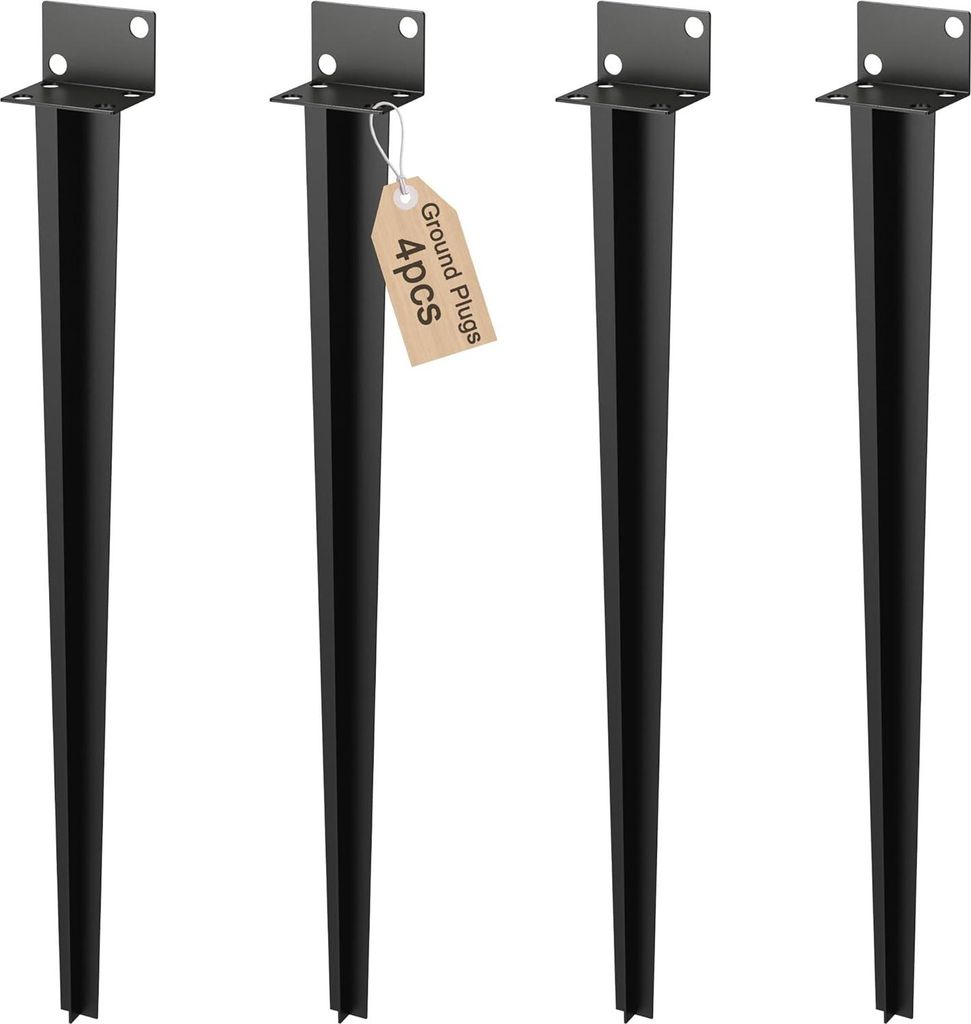 JOIEYOU 4x Einschlaghülse L-Form Einschlagbodenhülse Bodenhülse mit 50cm Langem Spitz L-Pfostenträger zum Einschlagen Bodenanker Bodenhülsen f...