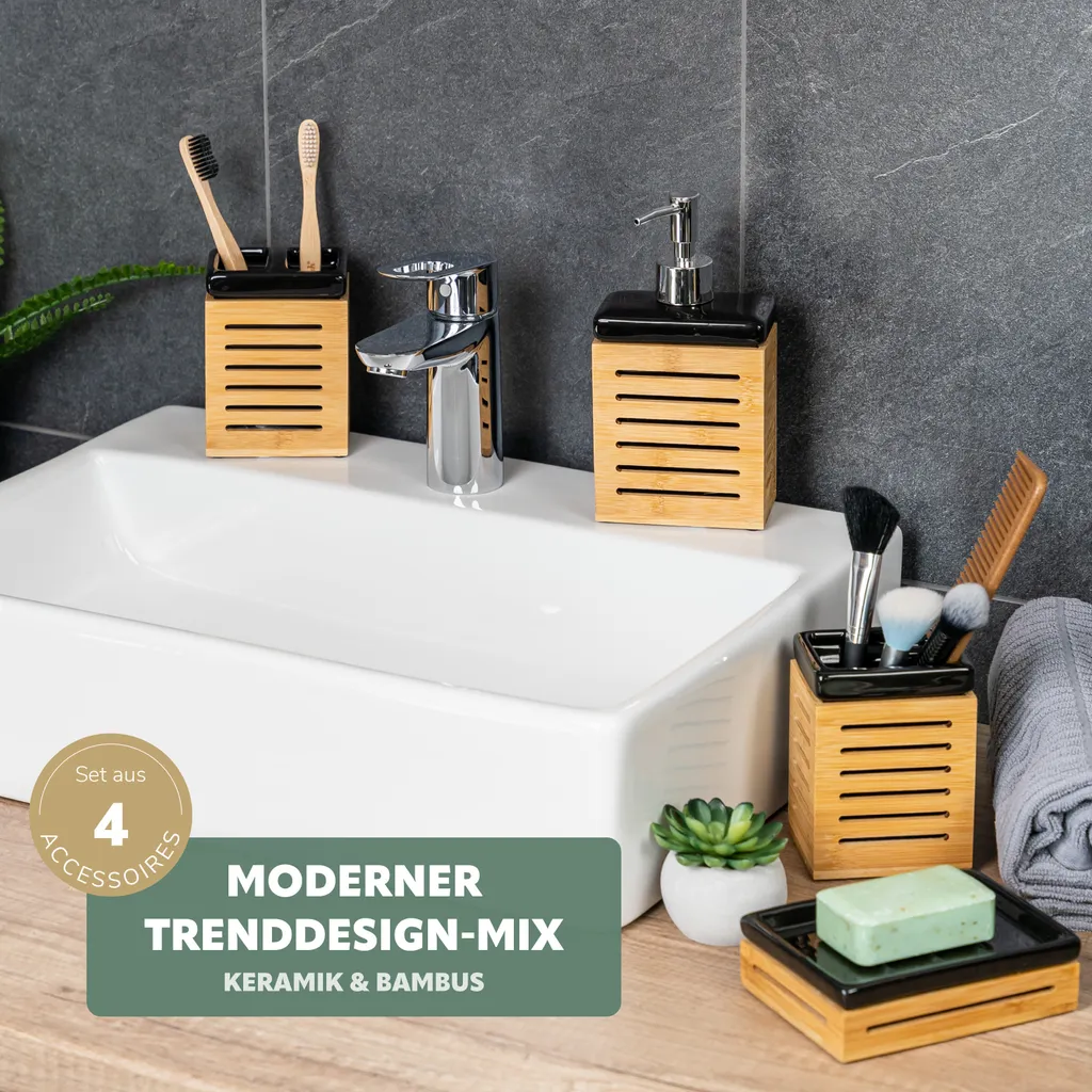 Bremermann Set Accessori Bagno Completo 4 Pezzi | Robusto e Chic - 2
