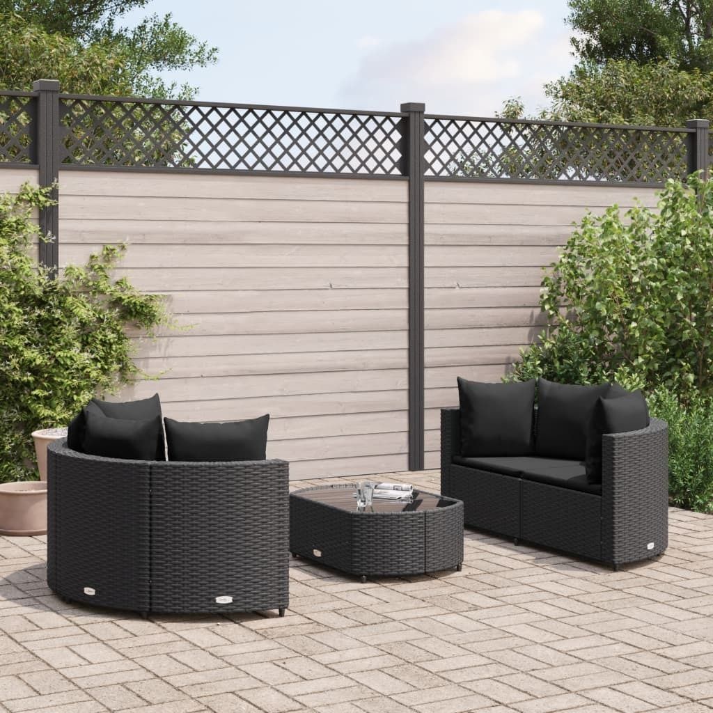 Maison Exclusive - 5-tlg. Garten-Sofagarnitur mit Kissen Schwarz Poly Rattan
