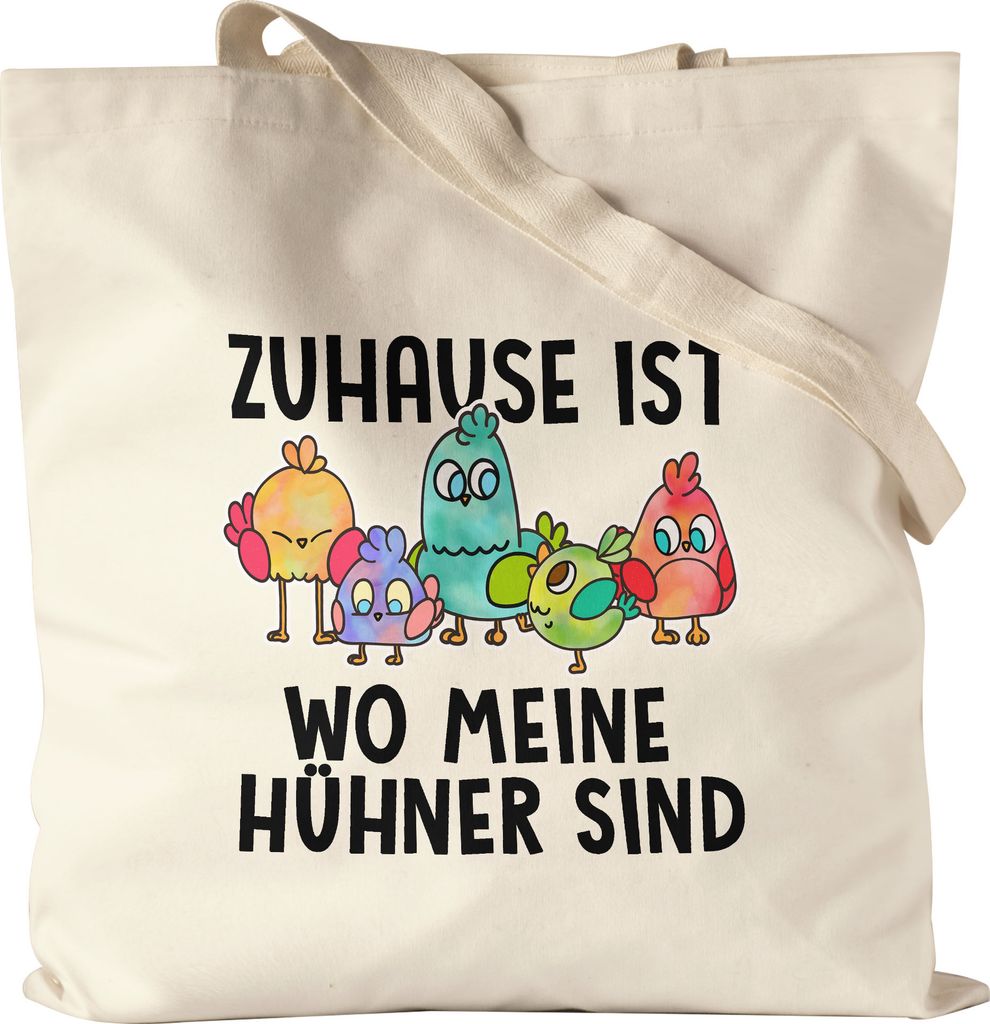 Zuhause Ist Wo Meine Hühner Sind Jutebeutel Stoffbeutel Canvas Huhn-Fans Bauernhof Chicken Hühnerhof Geschenk