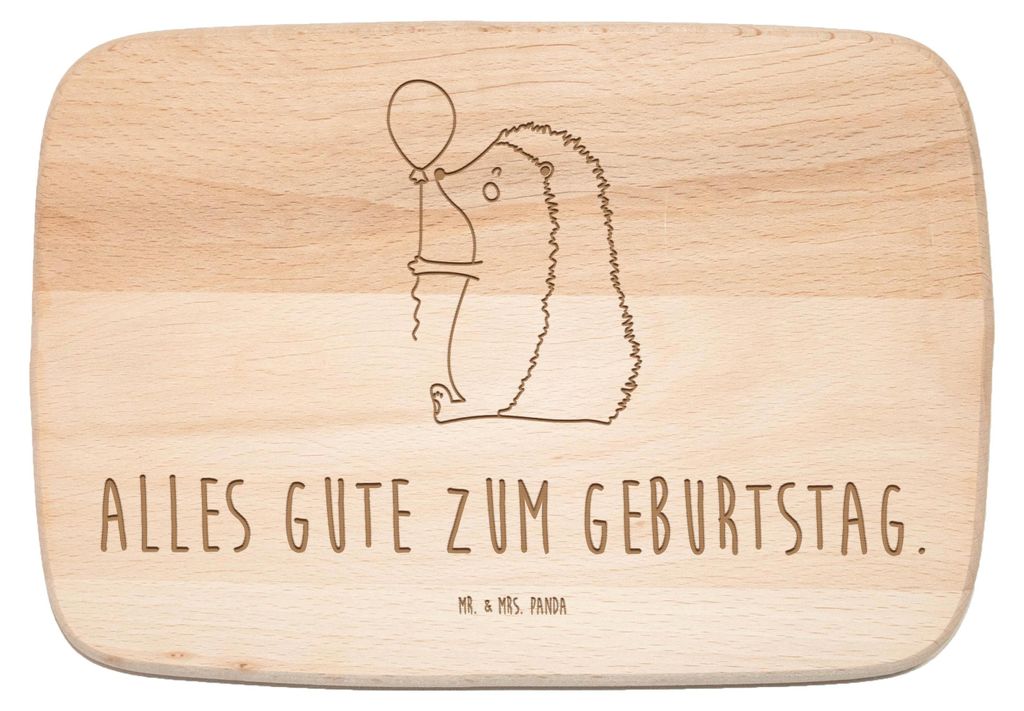Mr. & Mrs. Panda Holz Frühstücksbrettchen Igel Luftballon - Transparent - Geschenk, Lustige Sprüche, Schneidebrett, schneidbrett, Glückwunsch, ...