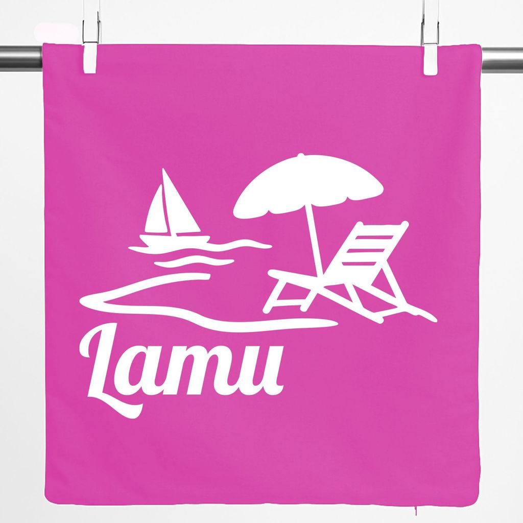 Huuraa Sofakissenbezug Lamu Inselmotiv Kenia Geschenk 40x40cm Fuchsia Baumwolle Lamu Geschenkidee