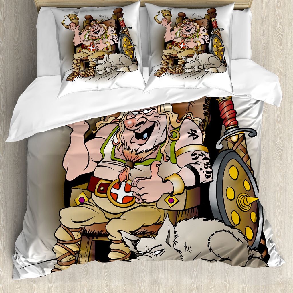 ABAKUHAUS König Bettbezug, Norwegen skandinavischen Königs, Milbensicher Allergiker geeignet mit Kissenbezügen, 155 cm x 220 cm - 80 x 80 cm, Me...