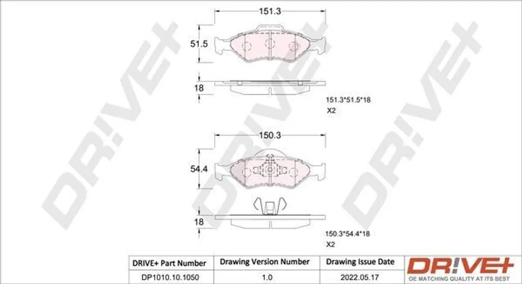 Plaquettes de frein avant haute résistance Dr!ve+ DP1010.10.1050 OE