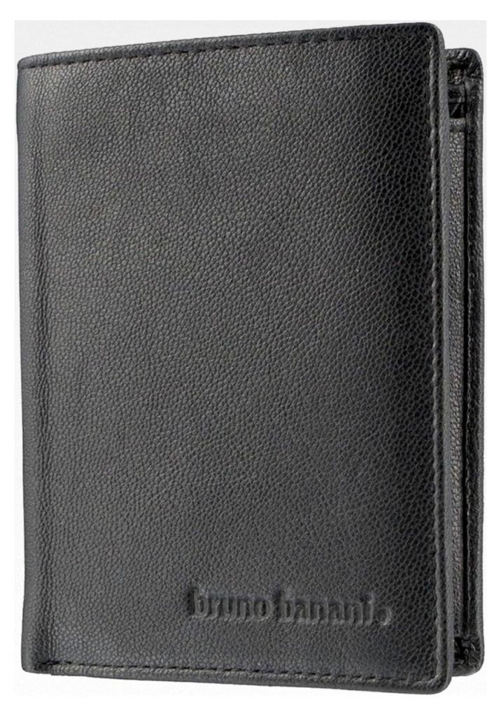 Herrenportemonnaie aus echtem Leder im Hochformat - Schwarz