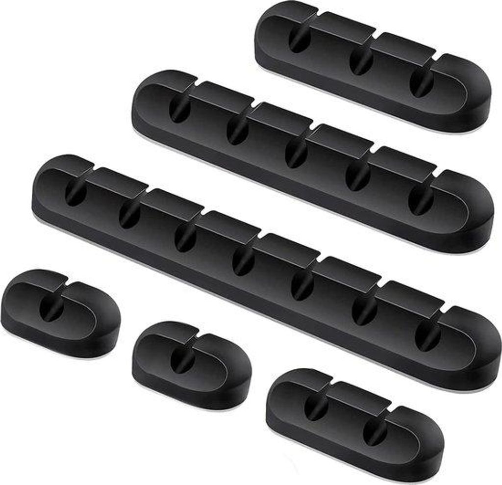 Silikonkabelhalter Set aus 6 - Selbstklebend für Desktop-Kabelmanagement
