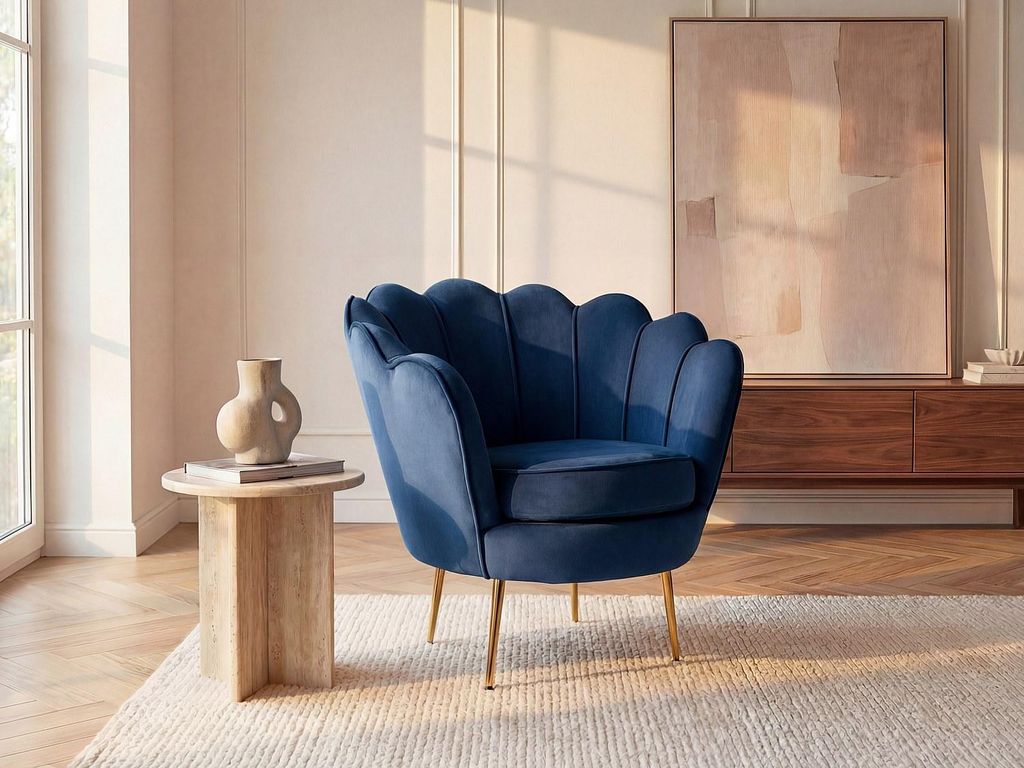 DANDELION sessel aus velours - navy blau von Pascal Morabito