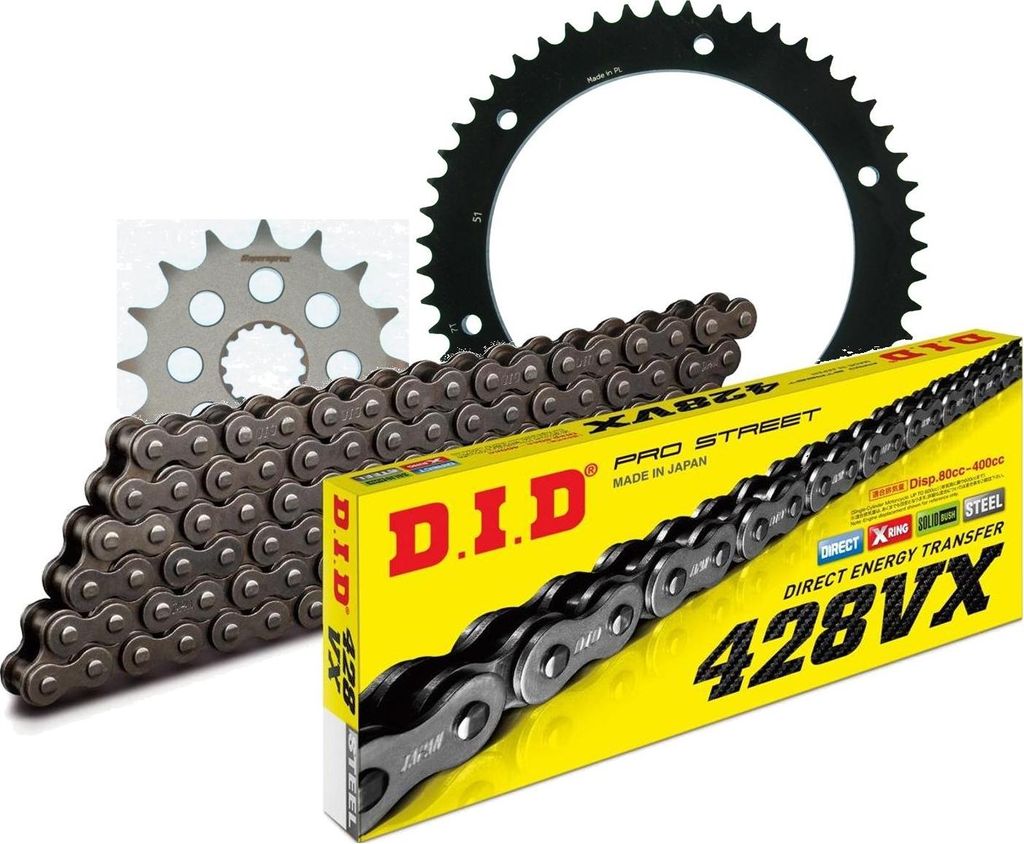Kit Stahl passend für Yamaha DT125 R (101km/h) 90-06 16-51-132 DID428VX Niet