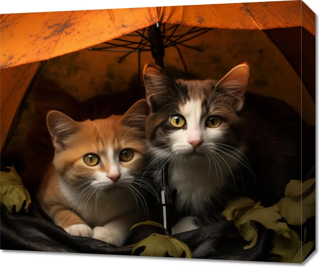 Tableau Chat 60x50 cm : Finies les Parois Vides avec l'Aventure Pluie