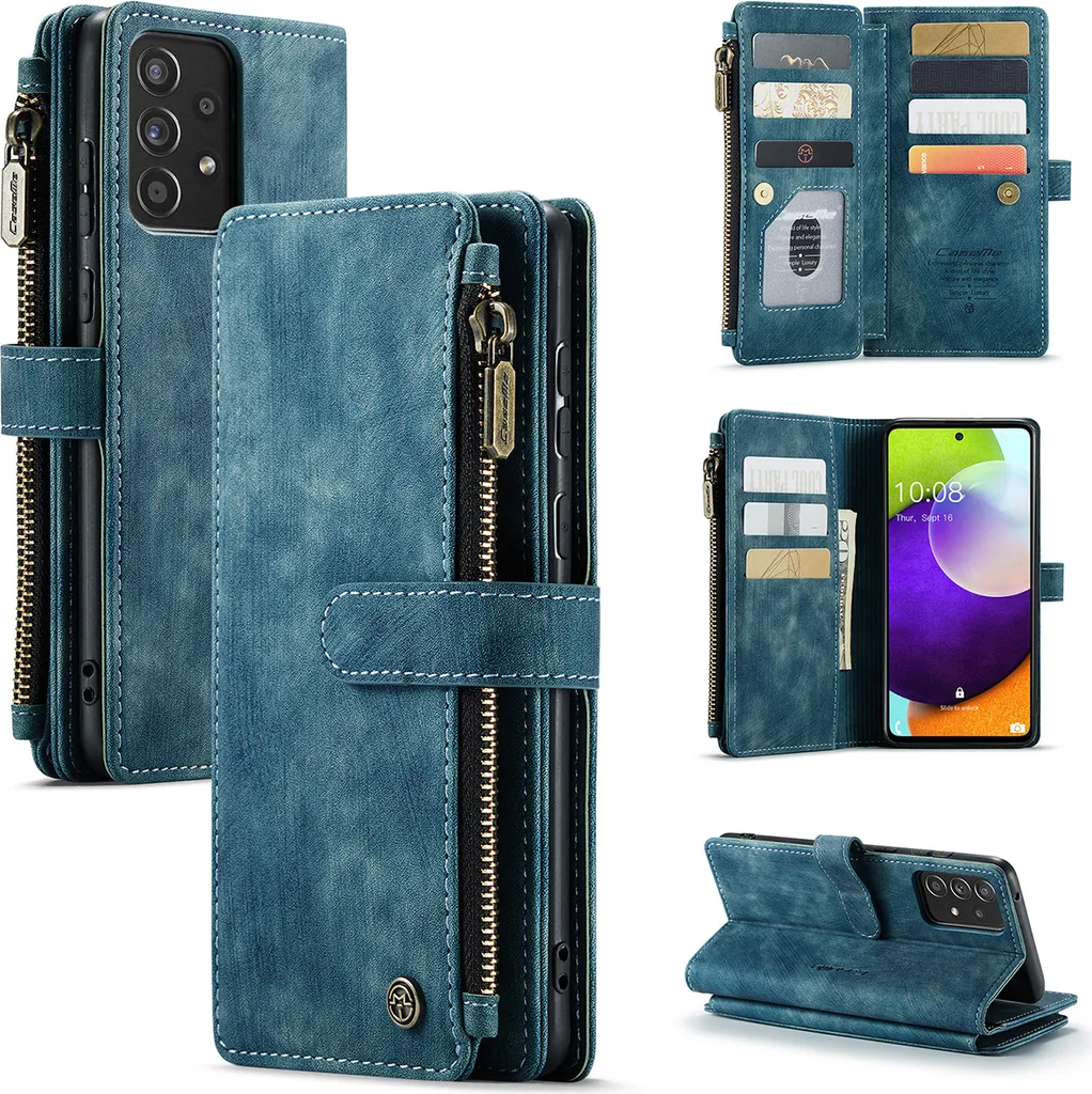 RankOne Custodia A Portafoglio Con Magnetica Per Blackview A52 (6.5 Pollici) – Pelle PU Blu