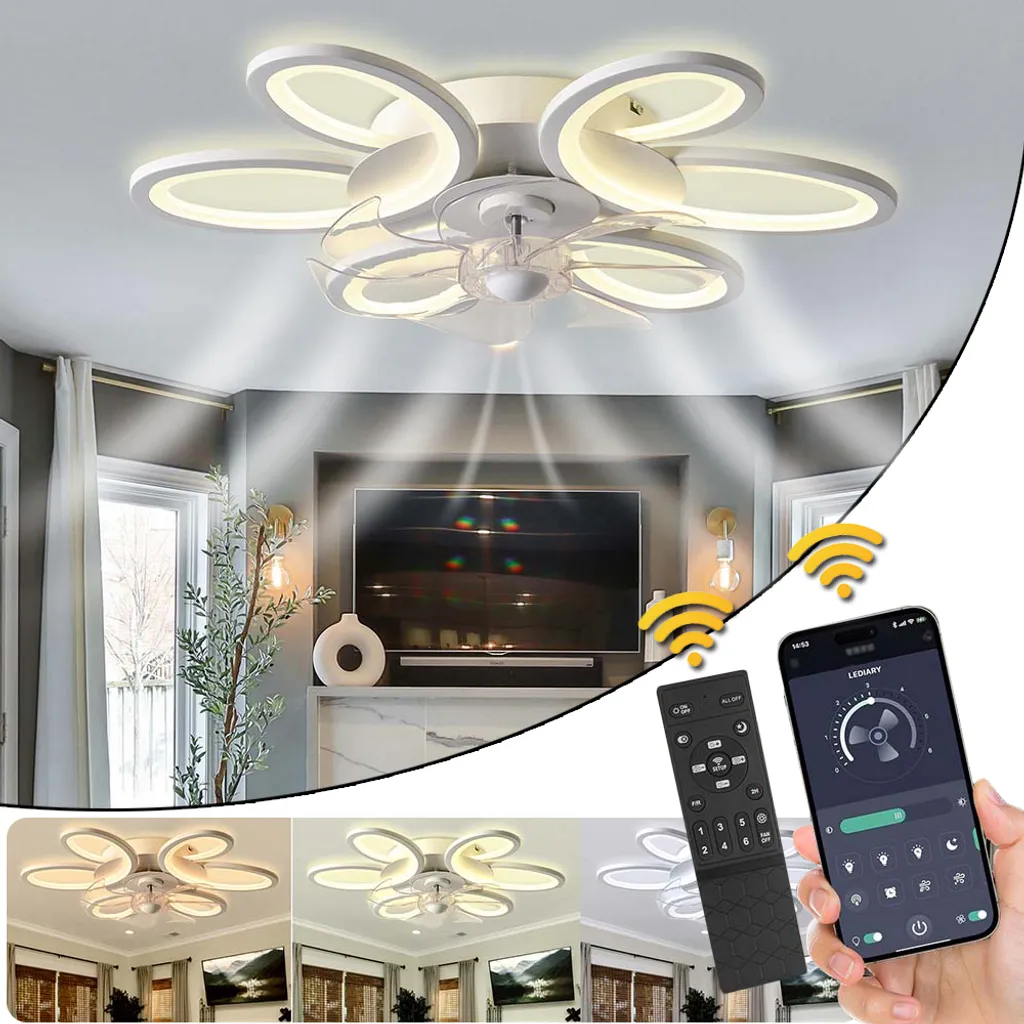 Plafonnier ventilateur intelligent 65cm 36w pour chambre à coucher Zen
