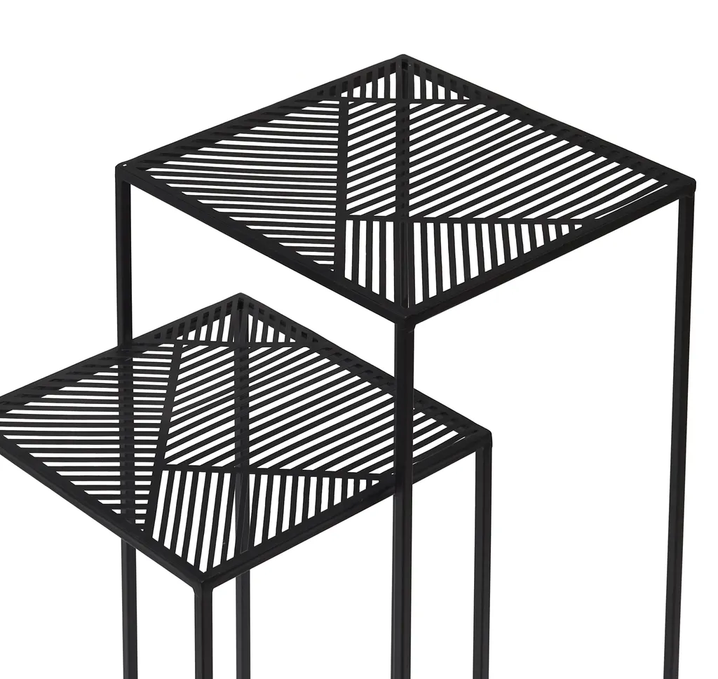 Lot de 2 Sellettes Métalliques Riga - Supports de Plantes et Déco Loft