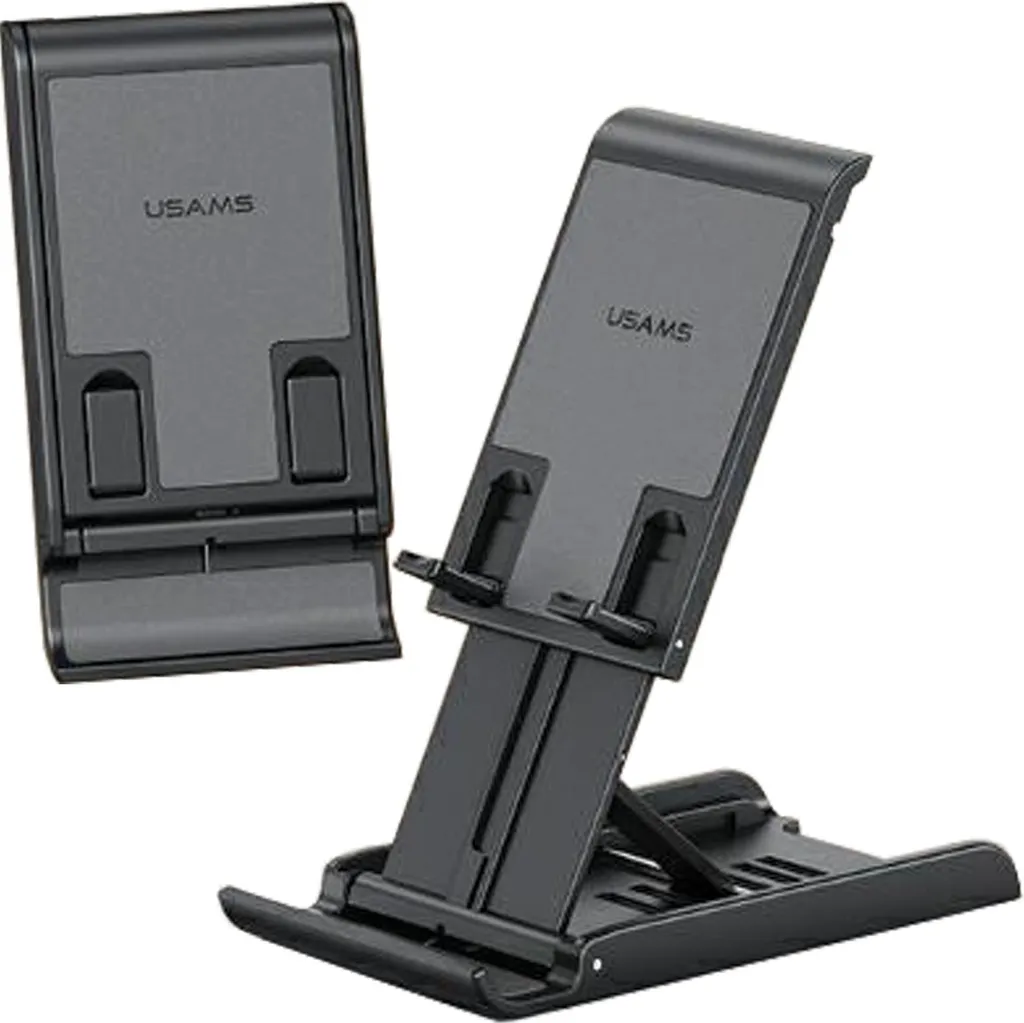 Usams Supporto da scrivania pieghevole per telefono/tablet nero/nero Zj073Zj01 (Us-Zj073)