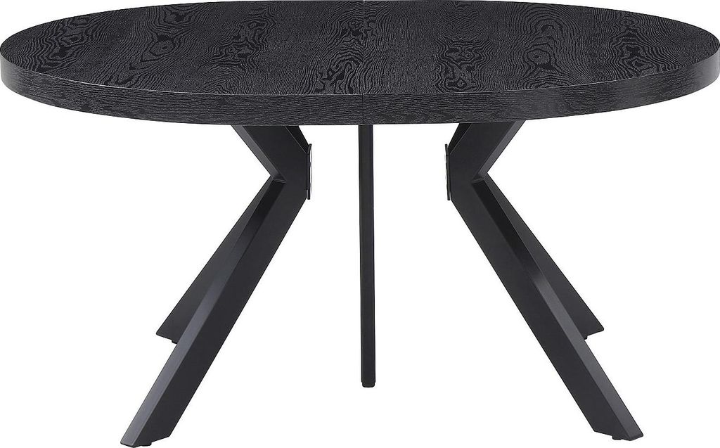 Esstisch - ausziehbar - 6 bis 12 Personen - MDF & Stahl - Schwarz - KOMONI