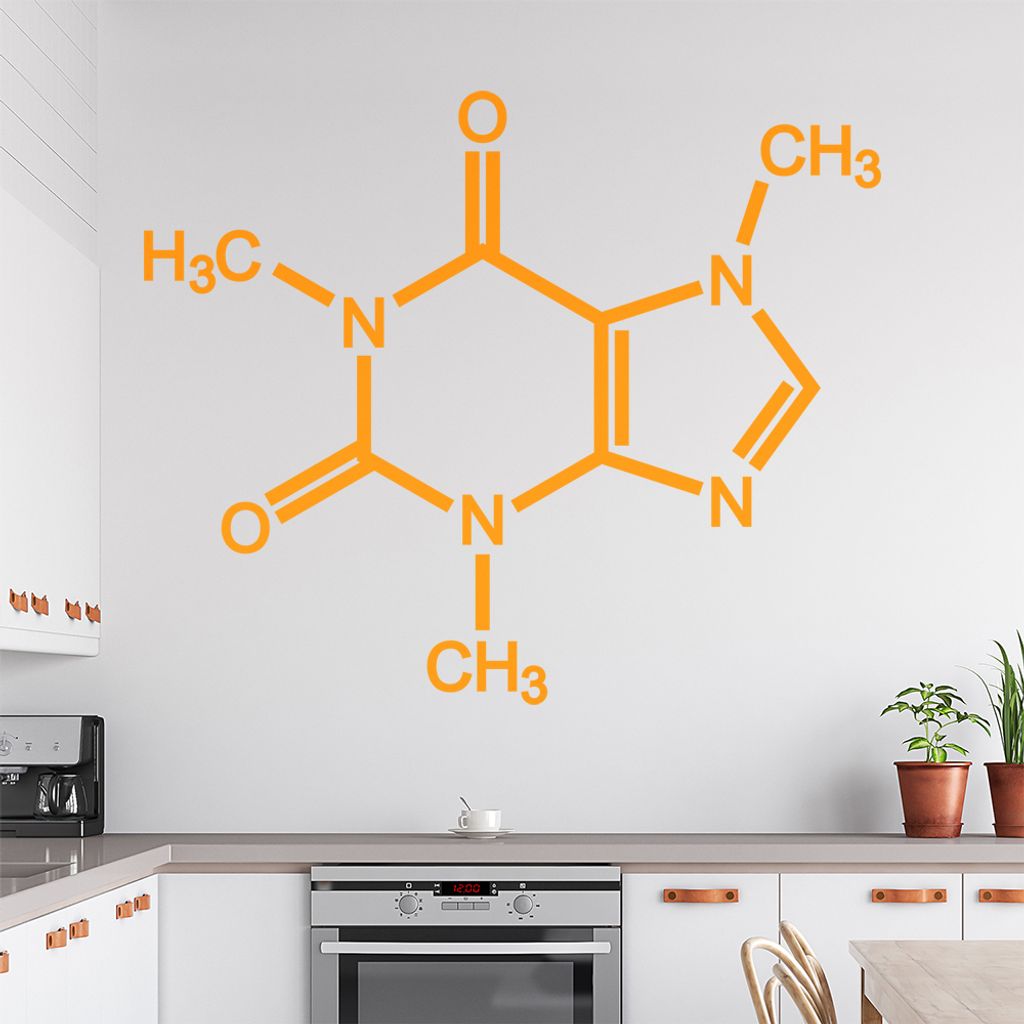 Coffein Koffein Kaffee Wandtattoo in 6 Größen - Wandaufkleber Wall Sticker - Dekoration, Küche, Wohnzimmer, Schlafzimmer, Badezimmer