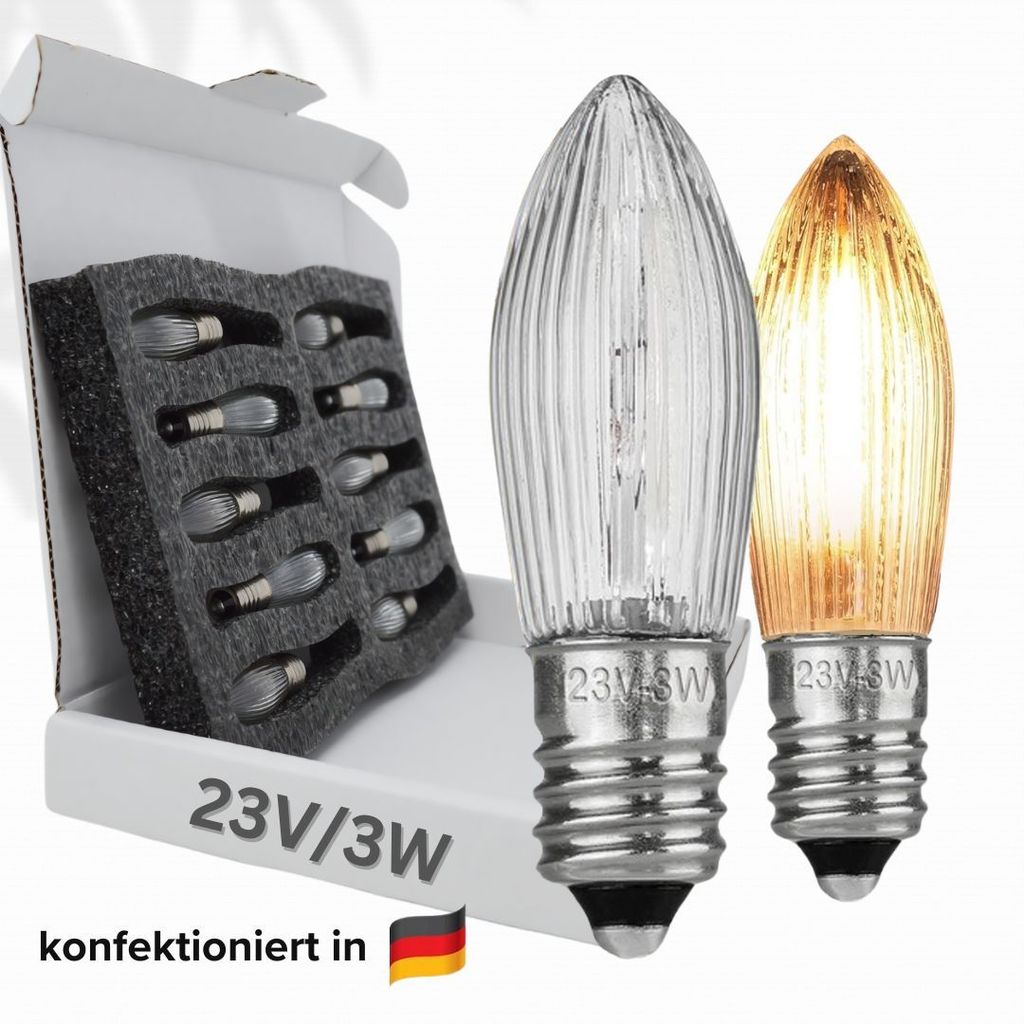 10x Stück E10 23V/3W Ersatzlampe für Schwibbogen, Produktbild 1